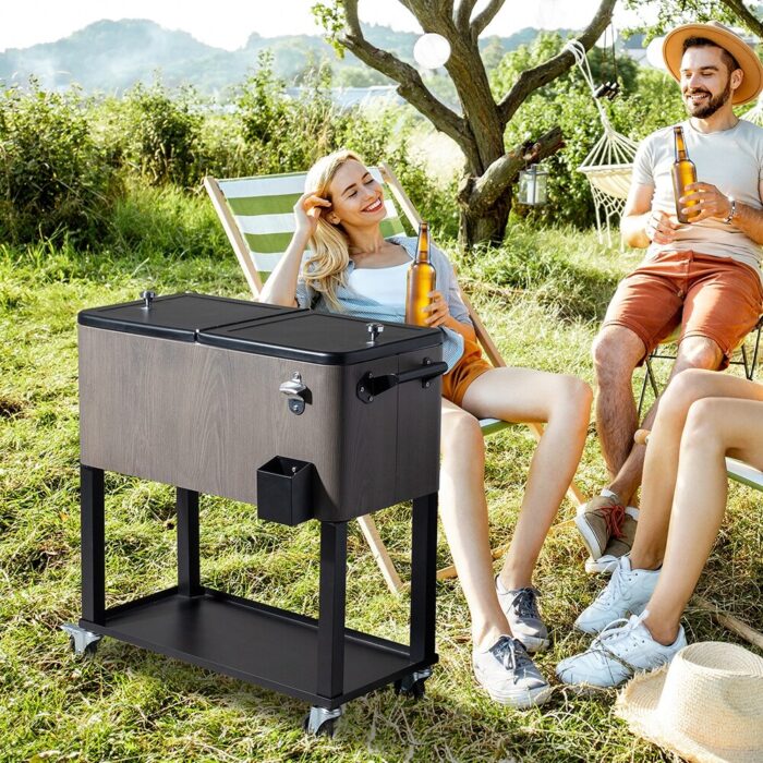 Rectangular Outdoor Cooler, Portable Patio Party Drink Cooler Cart - Image 2