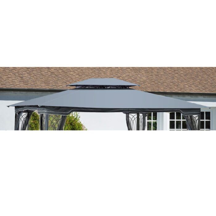 13x10 Ft Patio Double Roof Gazebo Replacement Canopy Top Fabric - Image 2