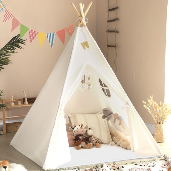 Canvas Tent for Kids with Carry Case for Kids Indoor & Outdoor Playing - Image 2