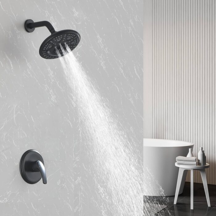 Wall Mounted Shower Faucet With Rough-in Valve Complete Shower System With Multifunctional Massage 8 Inch Shower Head Kit Set