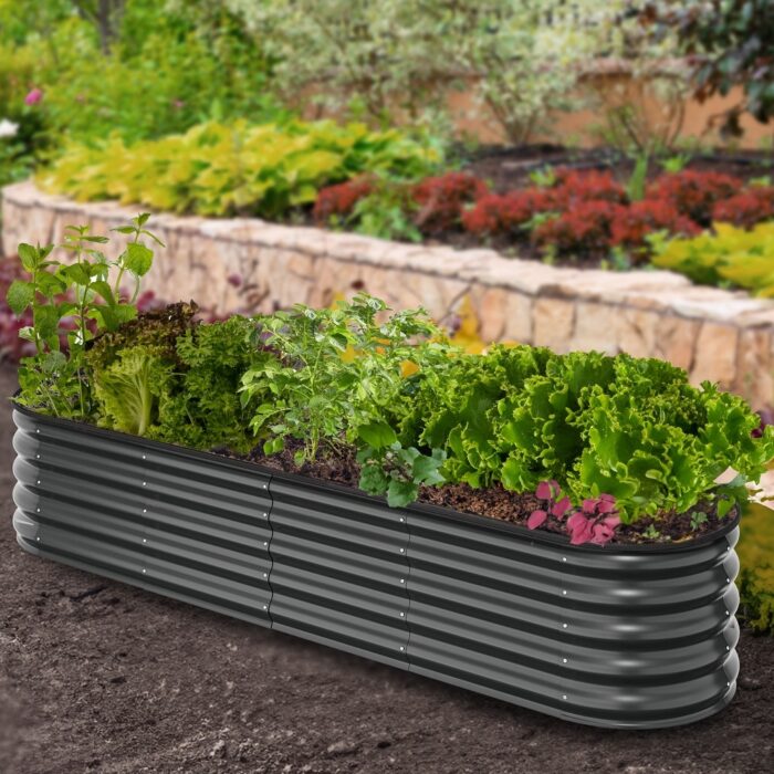 Moasis Oval Metal Outdoor Raised Garden Bed