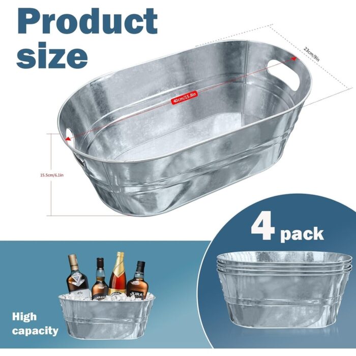 Storage Cooler Metal Beverage Ice Buckets - Image 2