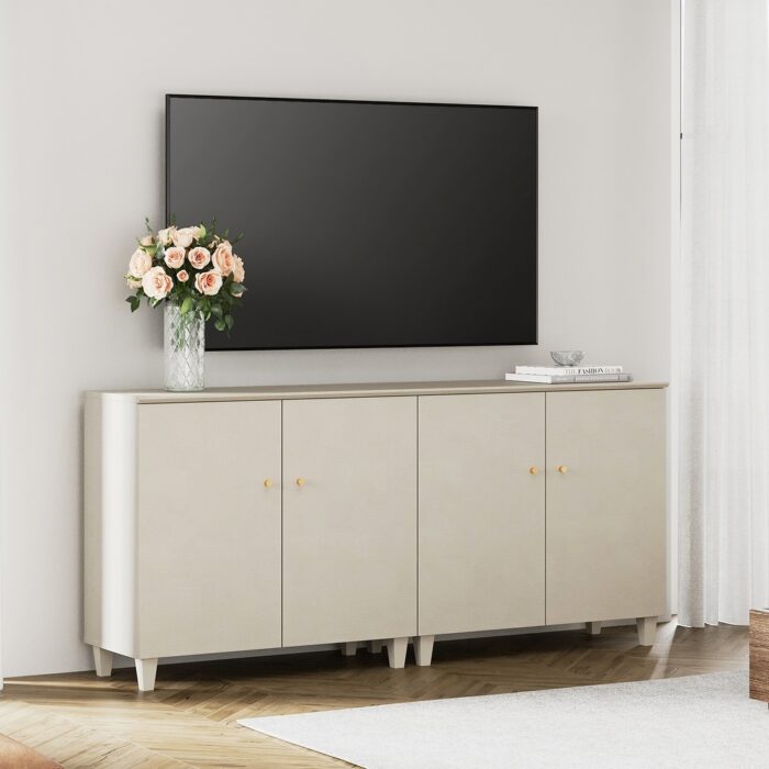 TV Stand Cabinet for 75" TV , Bedroom Wood Entertainment Center