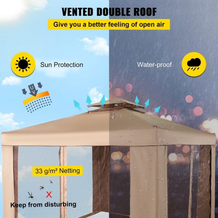 VEVOR Outdoor Intubated Canopy Gazebo Starter Kit w/ Mosquito Netting - Image 2