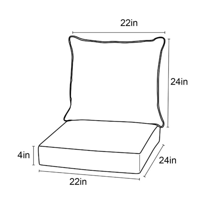 22 in x 24 in Outdoor Chair Deep Seat Replacement Cushion - N/A - Image 2