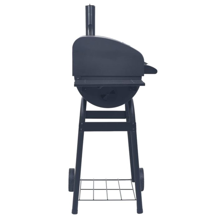 vidaXL Charcoal BBQ Grill Smoker with Bottom Shelf Black - 29.5" x 18.9" x 47.2" - Image 2