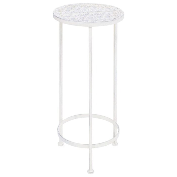vidaXL Plant Stand Set 3 Pieces Vintage Style Metal Antique White - 11.8" x 27.5" - Image 2