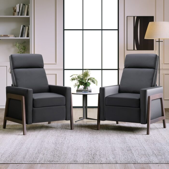 Wood-Framed Upholstered Recliner Chair - Image 2
