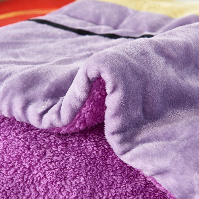 3 Piece Reversible Flannel Plush Borrego King Striped Multi - Image 2