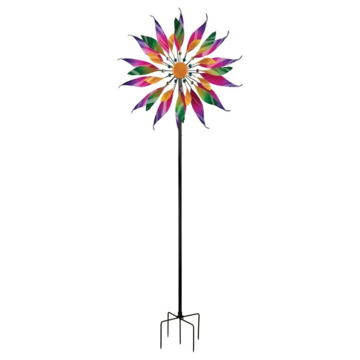 32 Triple Wind Spinner - Twisted Flower - 32"x13"x85" - Image 2