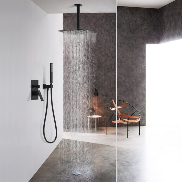 Matte Black Shower System 12 Inch Shower Fixtures Rain Shower Head - Image 2