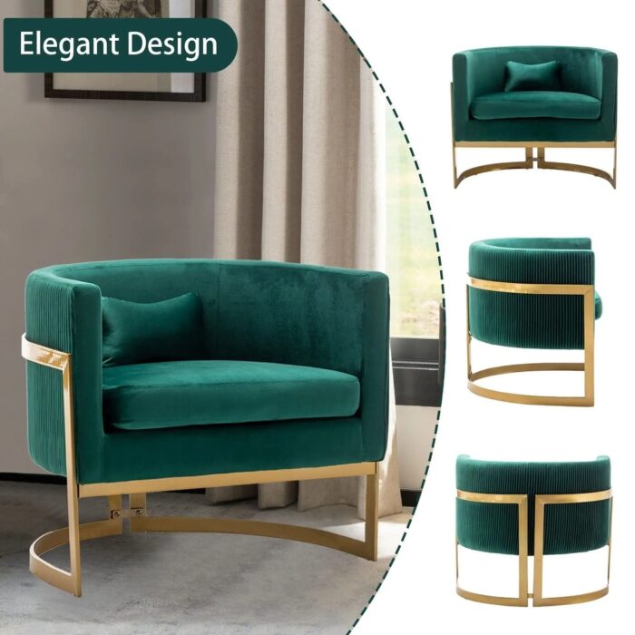 Accent Chair, Velvet Barrel Chair Modern Arm Chair for Living Room - Image 2