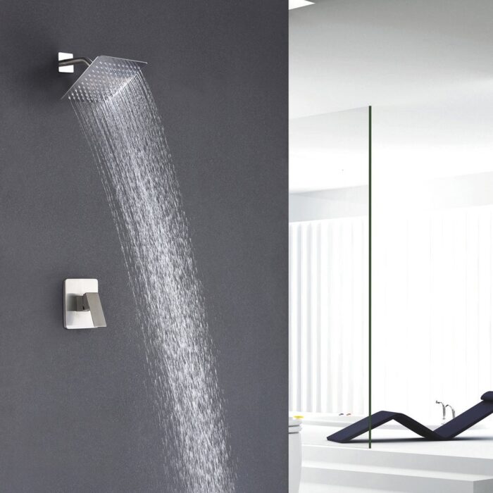 SUMERAIN Shower Valve and Trim Kit Brushed Nickel with Solid Brass Rough-in Valve and Stainless Steel Metal Showerhead
