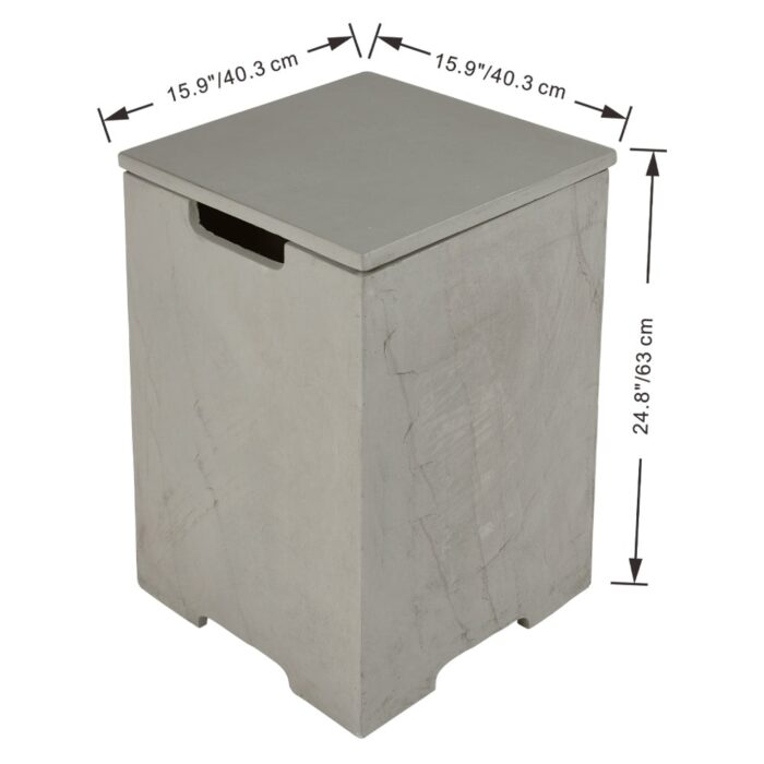 Elementi Plus Square Propane Tank Cover Hideaway Storage Box with with Removable Top - 15.9" x 15.9" x 24.9" - Image 2