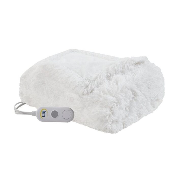 50" x 60" Faux Fur Electric Heated Throw Blanket White - Image 2