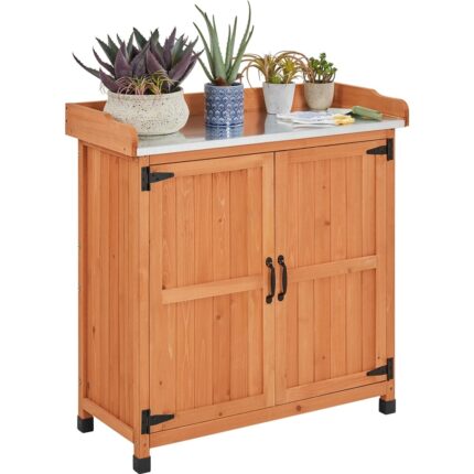 Yaheetech Garden Potting Bench Table Wooden Storage Cabinet - N/A