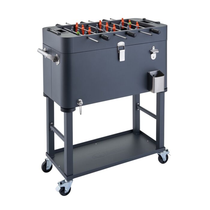 TRINITY 80 Quart Foosball Cooler w/ Cover, Detachable Tub, Charcoal Gray - 80 Quart