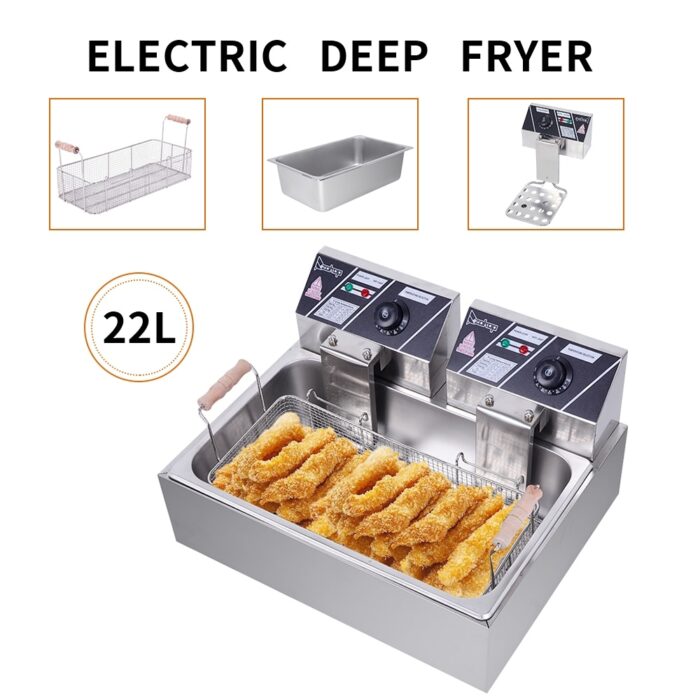 Oil Consumption 12.7Qt/12L Stainless Steel Large Single-Cylinder Electric Fryer 5000W Max - 12.7Qt - Image 2