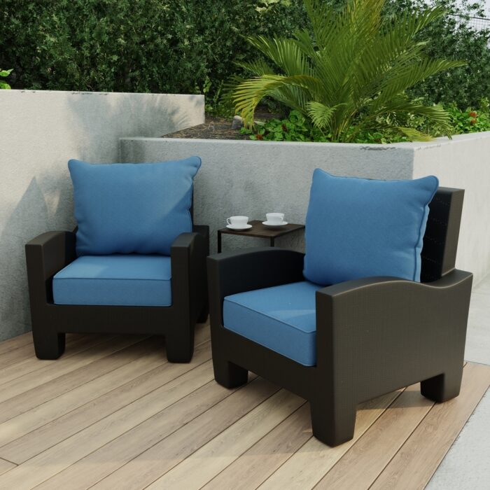 24" x 47" Blue Solid Outdoor Deep Seat Chair Cushion Set