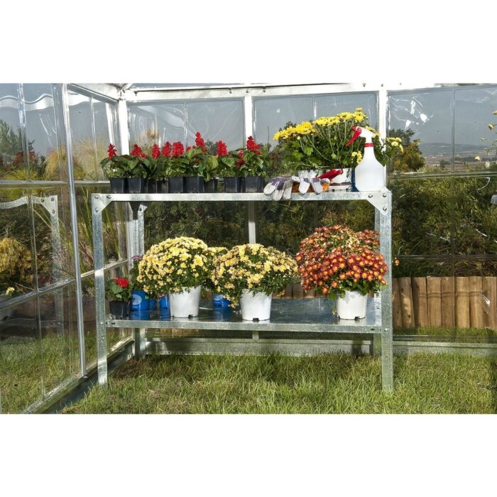 Outdoor Metal Shelving Unit Garden Potting Bench in Sturdy Galvanized Steel - 32" H x 45" W x 20" D - Image 2