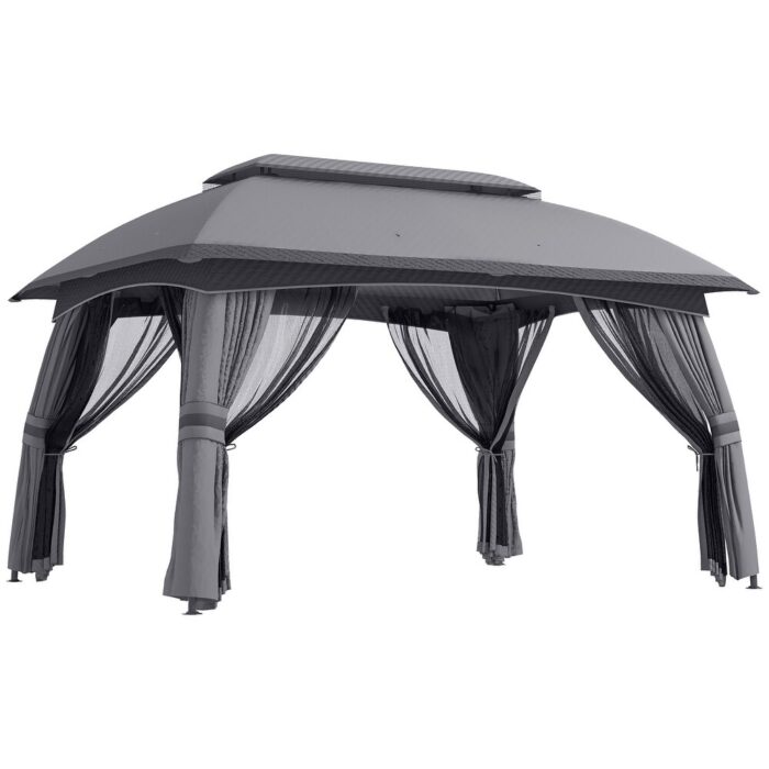 Outsunny 10' x 13' Patio Gazebo, Outdoor Gazebo Canopy Shelter with Netting, Vented Roof, Steel Frame - Image 2
