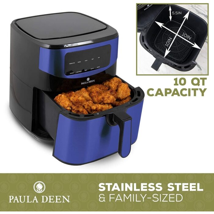 Paula Deen PDKDF579BL 1700 Watts Stainless Steel 10 QT Digital Air Fryer, Blue - Image 2