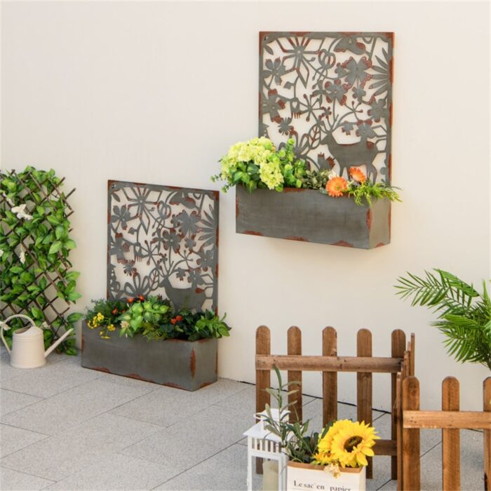 Set of 2 Decorative Raised Garden Bed with Trellises - Image 2