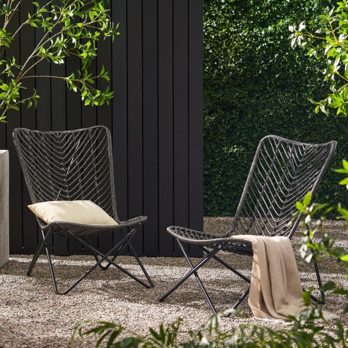 Galtin Outdoor Wicker and Iron Accent Chairs (Set of 2) by Christopher Knight Home - Image 2