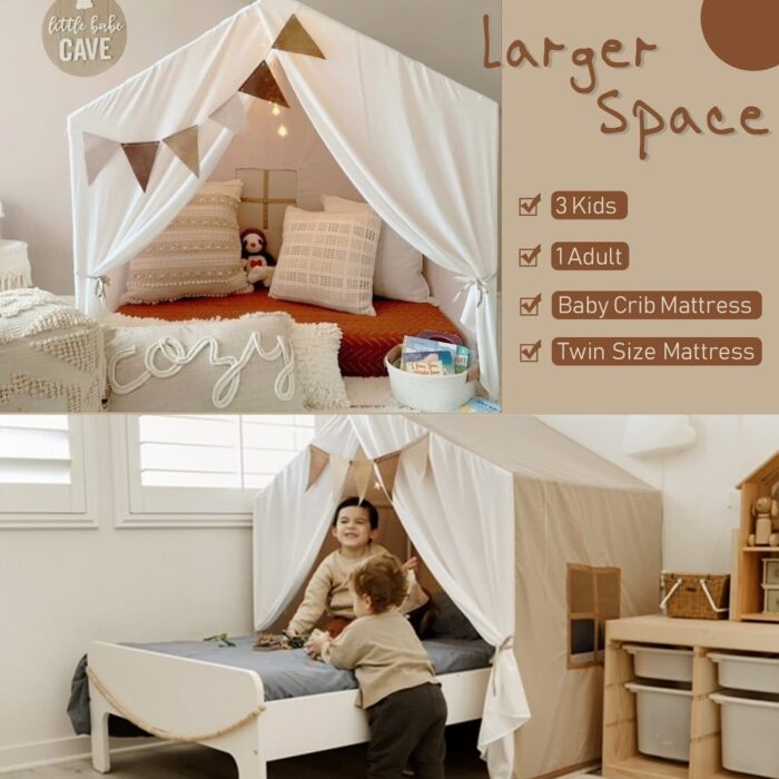 Large Kids Play Tent with Banner, Light and Padded Mat - Image 2