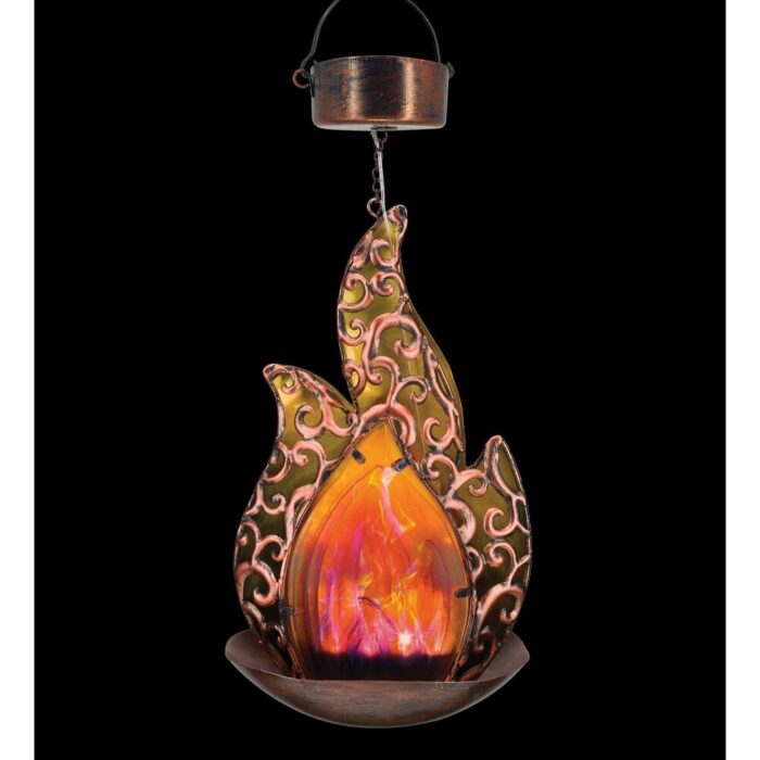 Set of 2 Amber Blaze Solar Hanging Lanterns - Image 2