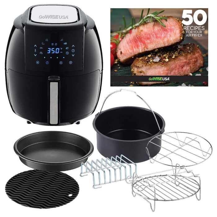 5.8-Quart Air Fryer with Accessories, 6 Pcs, and 8 Cooking Presets + 100 Recipes