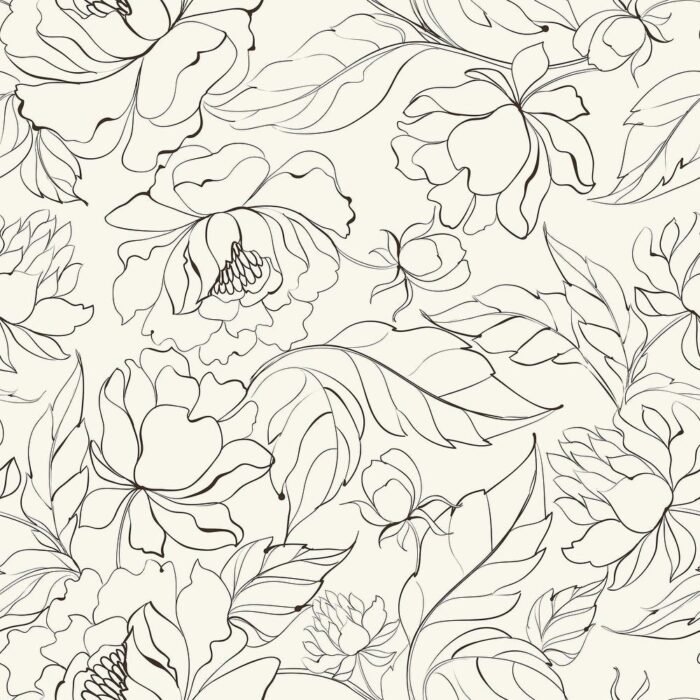 Beige Floral Floral Peel and Stick Removable Wallpaper 9819 - Image 2