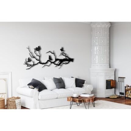 Birds and Branch Metal Wall Decor for Home and Outside - Wall-Mounted Geometric Wall Art Decor
