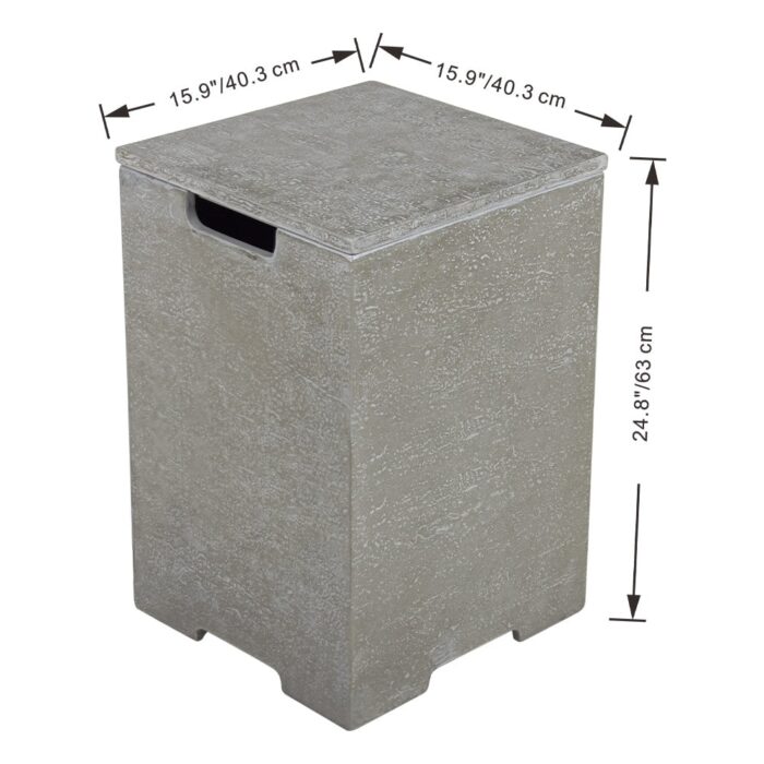 Elementi Plus Square Propane Tank Cover Hideaway Storage Box with Removable Top - Light Grey, 15.7 x 15.7 Inches - Image 2