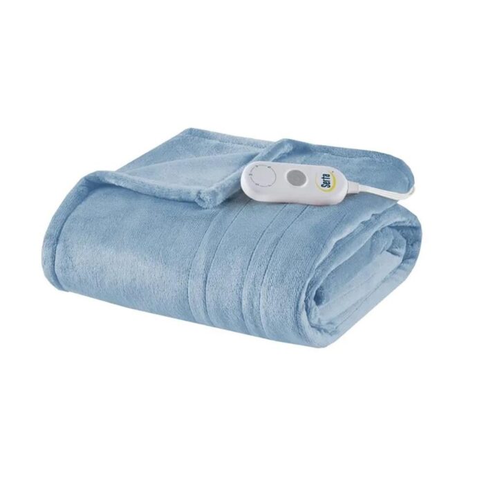 50" x 60" Heated Throw Electric Blanket Light Blue - Image 2