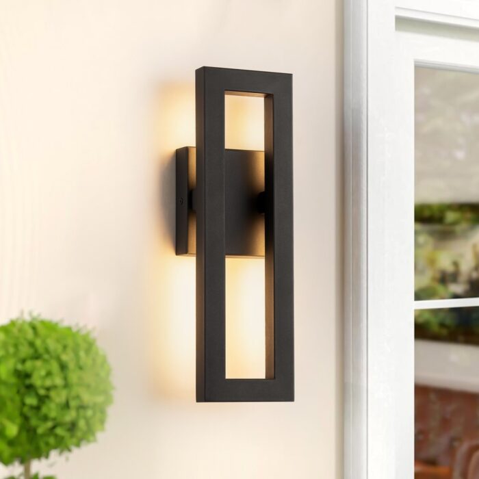 14 in. Industrial Aluminum Square Outdoor Wall Light Integrated LED 3000K Waterproof Lantern Wall Sconce