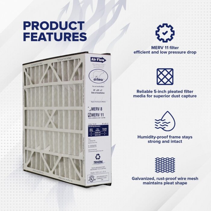 Trion 259112-103 Air Bear 20.5 x 19.75 x 4.78 In MERV 11 Purifier Filter (4 Ct) - 3 - Image 2