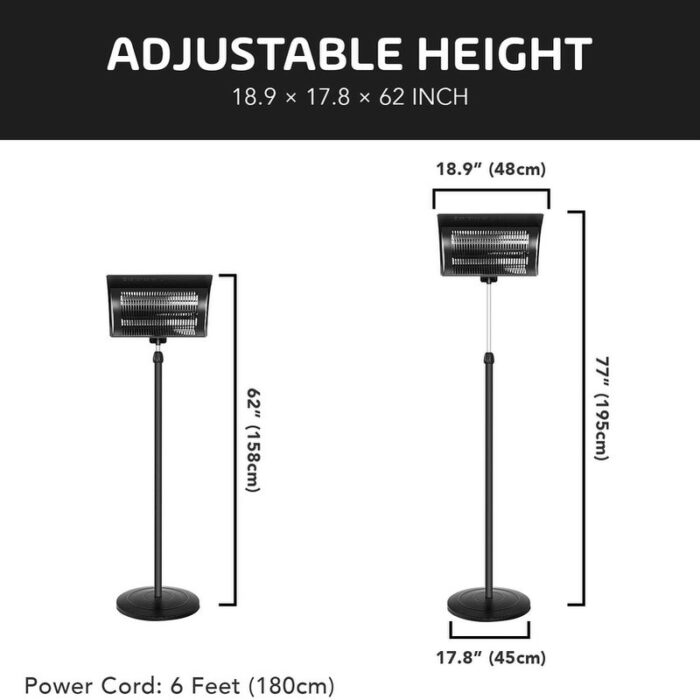 Outdoor 750W/1500W Large Patio Standing Heater with Overheat Protection - Image 2