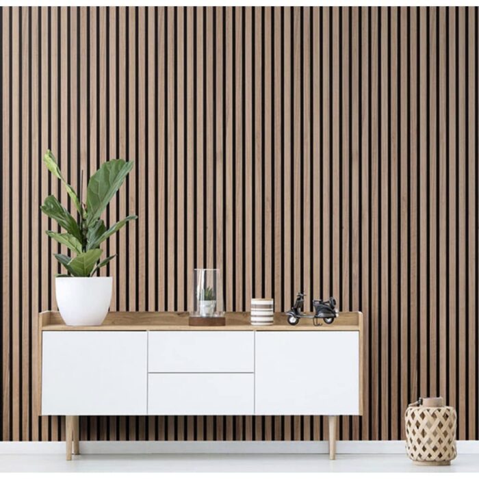 96 in. x 6 in x 0.8 in. Acoustic Vinyl Wall Cladding Siding Board - Set of 4pc