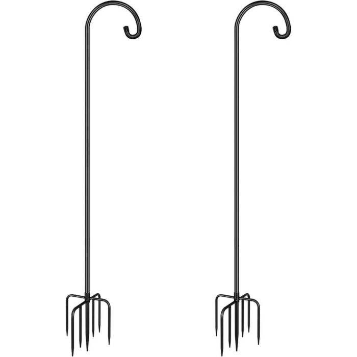 Adjustable Shepherds Hooks for Outdoor Bird Feeder Pole with 7 Prongs Base