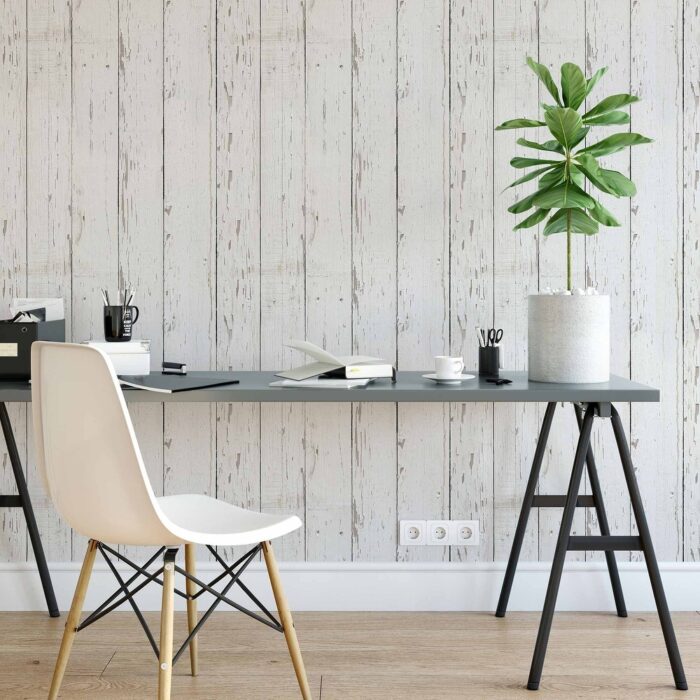 Black and White Wood Peel and Stick Removable Wallpaper 5008