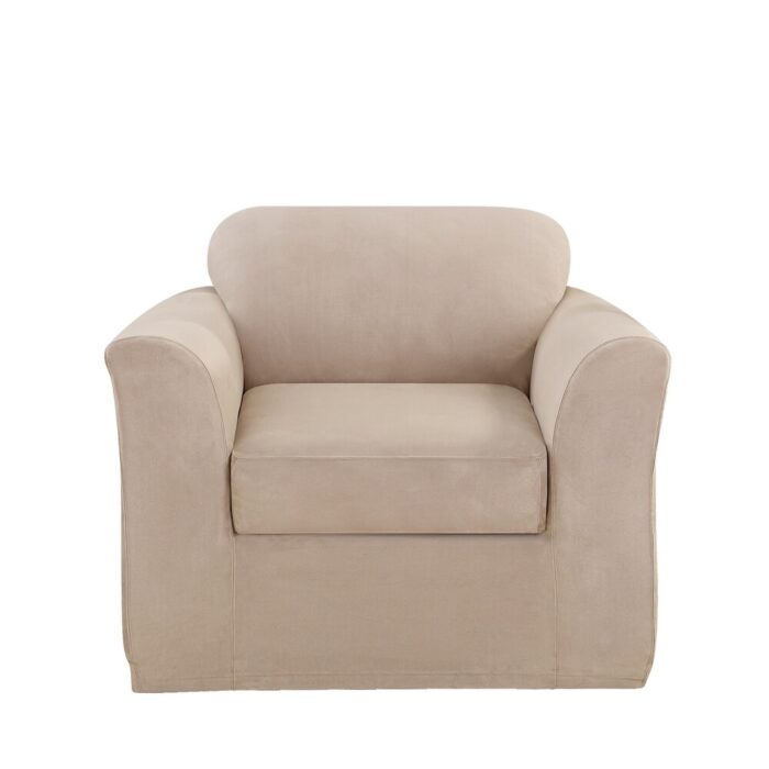 SureFit Ultimate Stretch Suede 2 Piece Chair Slipcover - Image 2