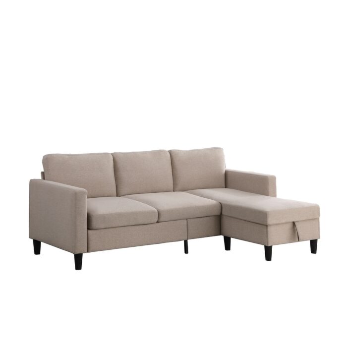 Marcus 77" Mid Century Reversible Sectional with Storage Ottoman - Image 2