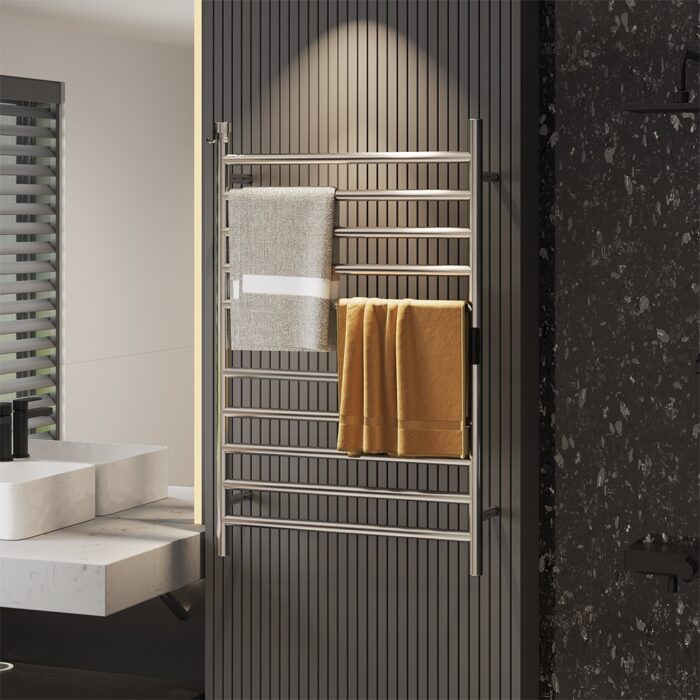 Moasis 10 Bar Wall Mounted Electric Towel Rack Heater with Temperature Controlled Timing Switch
