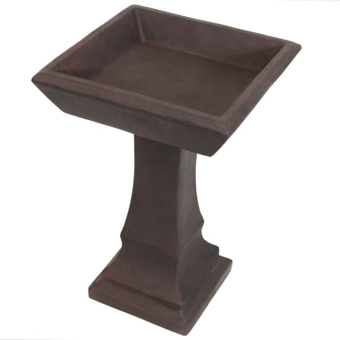 Sunnydaze Simply Square Modern Reinforced Concrete Bird Bath - 23-Inch - Image 2