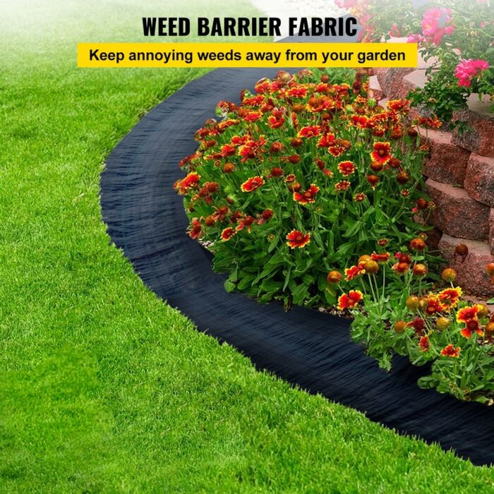 VEVOR Premium Weed Barrier Fabric Heavy Duty Woven Weed Control Fabric High Permeability Good for Flower Bed Polyethylene Cover - Image 2