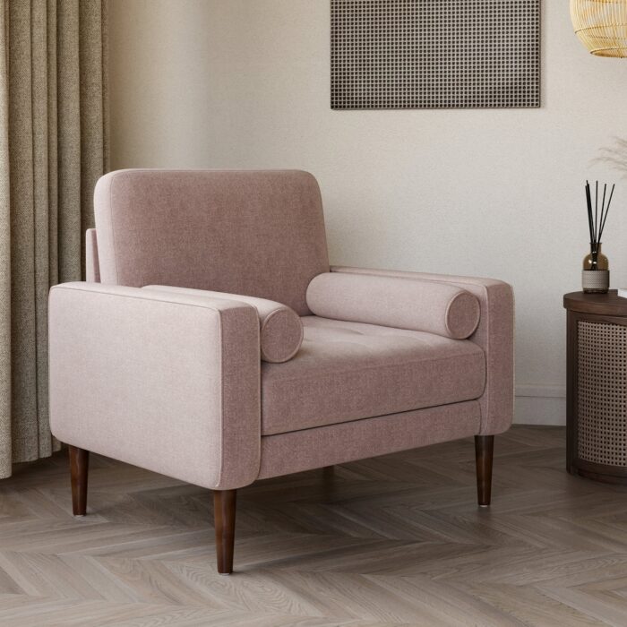 BELLEZE Erik Accent Chair Linen with Bolster Pillows, 6 Colors - Image 2