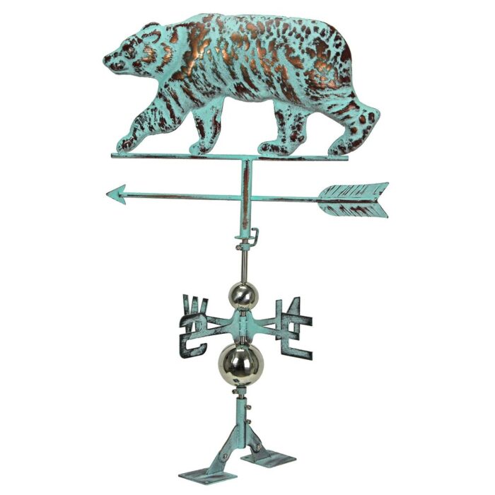 Verdigris Copper Bear Weathervane Roof Mount Garden Decor - 33 X 21 X 13.5 inches - Image 2
