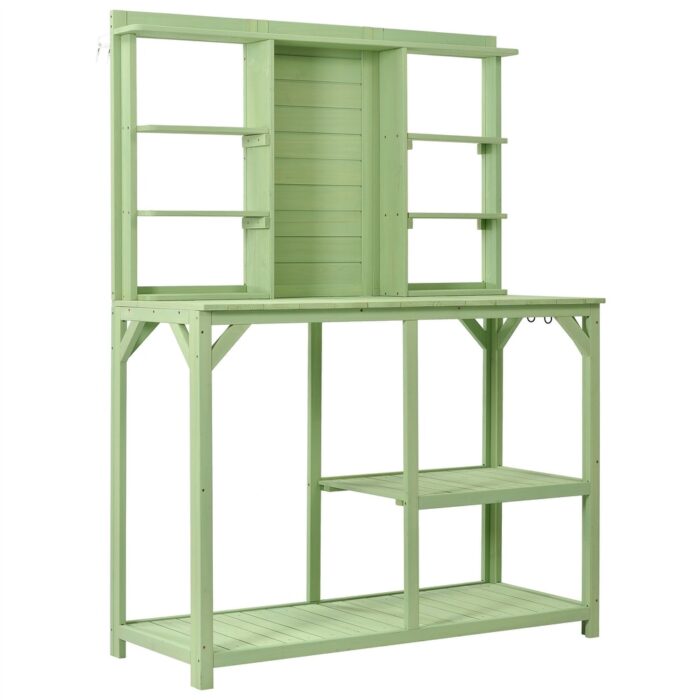 Large Outdoor Garden Potting Table With Shelves And Side Hook - Image 2