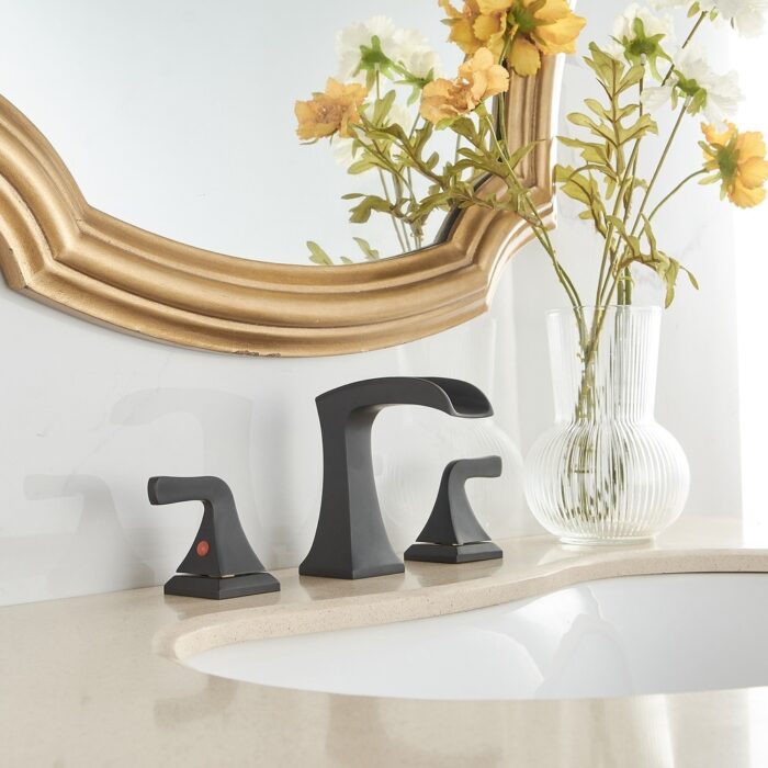 3-Hole Waterfall Bathroom Faucet for Sink with Pop Up Drain